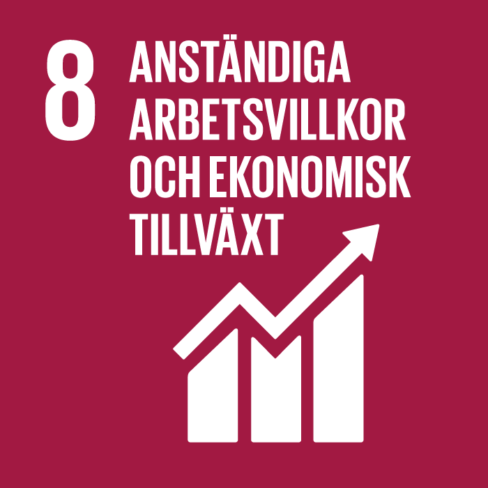Ikon för Globala målen 8 - Anständiga arbetsvillkor och ekonomisk tillväxt